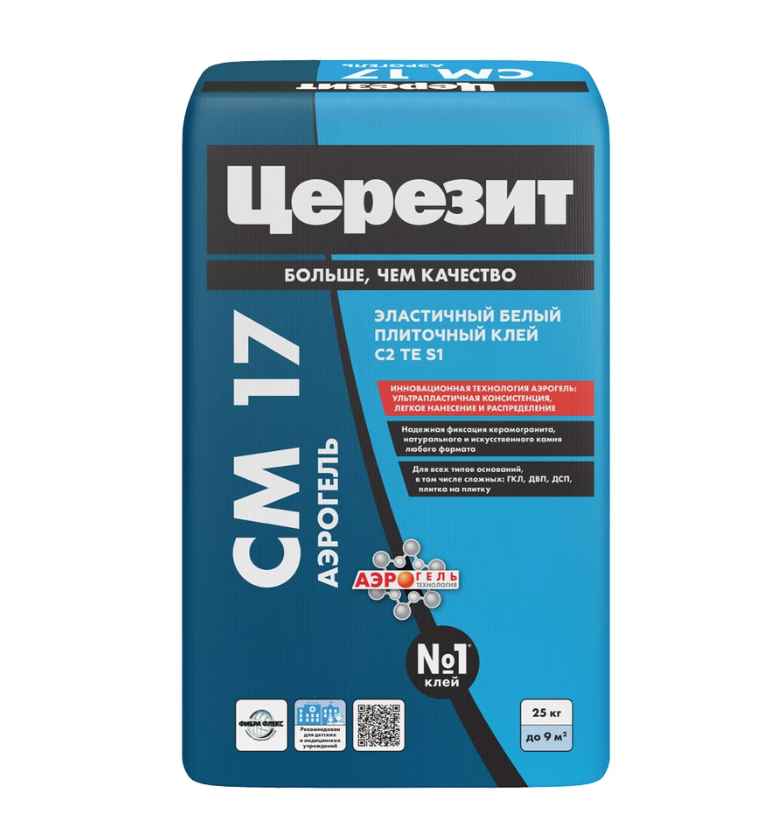 Церезит СМ17 плиточный клей белый, 25кг АЭРОГЕЛЬ