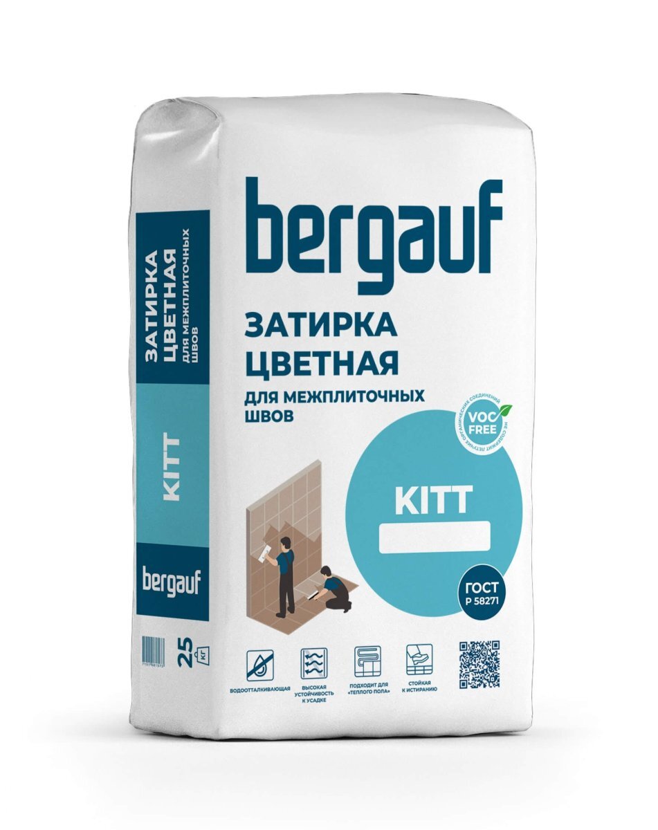 Затирка для швов цементная Бергауф Kitt белый, 25 кг