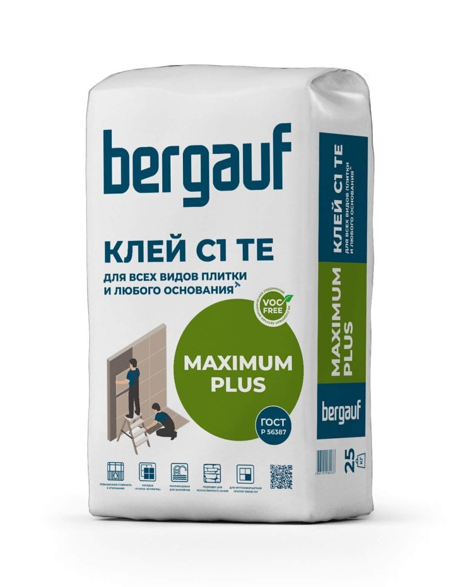 Плиточный клей для всех видов плитки Бергауф Maximum Plus 25 кг