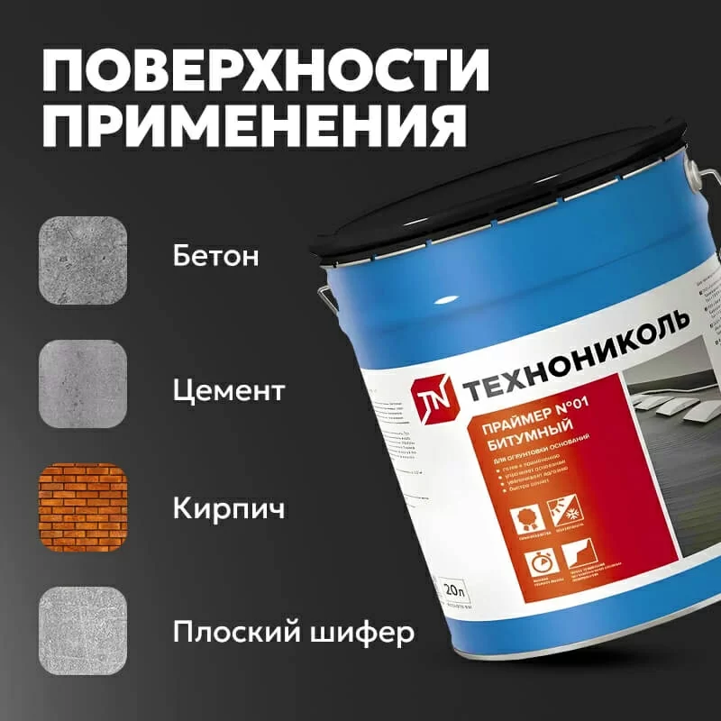 Праймер битумный ТЕХНОНИКОЛЬ № 01, 20 л