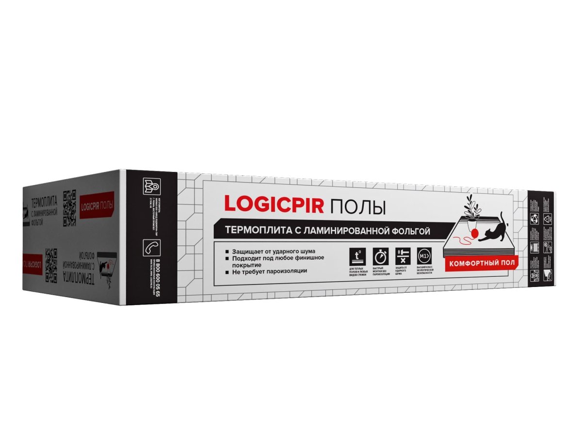 Плита теплоизоляционная LOGICPIR Полы ТЕХНОНИКОЛЬ Ф/Ф 1190х590х50 мм, L-кромка