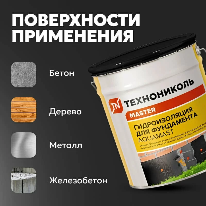 Мастика битумная ТЕХНОНИКОЛЬ AquaMast, 18 кг