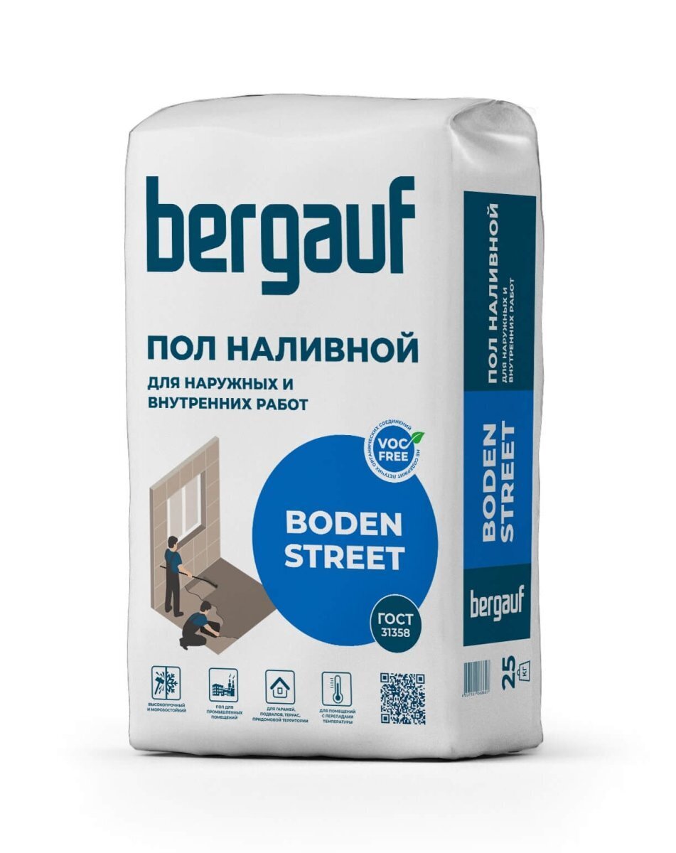 Смесь сухая цементная для наливных полов Bergauf Boden Street 25 кг