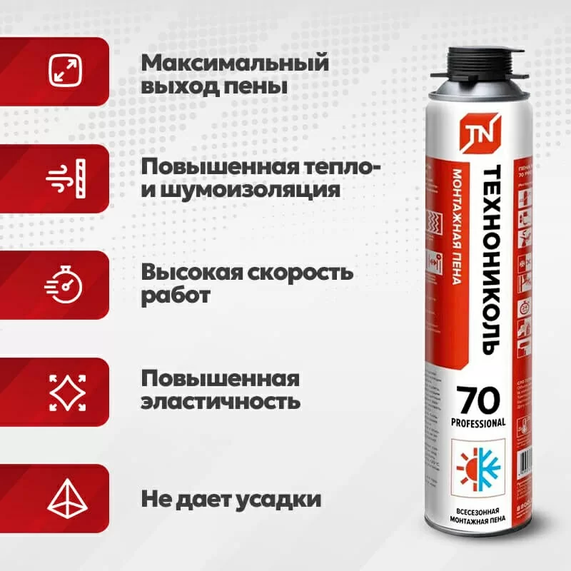 Пена монтажная ТЕХНОНИКОЛЬ 70 PROFESSIONAL всесезонная