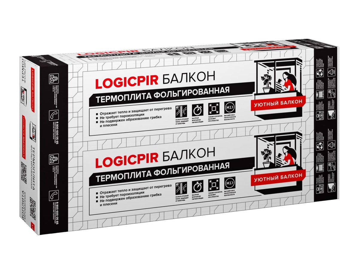 LOGICPIR Балкон ТЕХНОНИКОЛЬ Ф/Ф 1190х590х30 мм, L-кромка  8шт (5,6168м2)