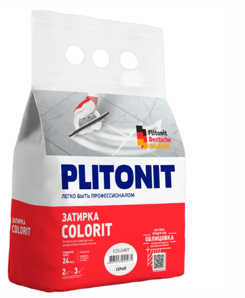 ПЛИТОНИТ Colorit затирка для швов плитки (1.5-6 мм) серая 2 кг