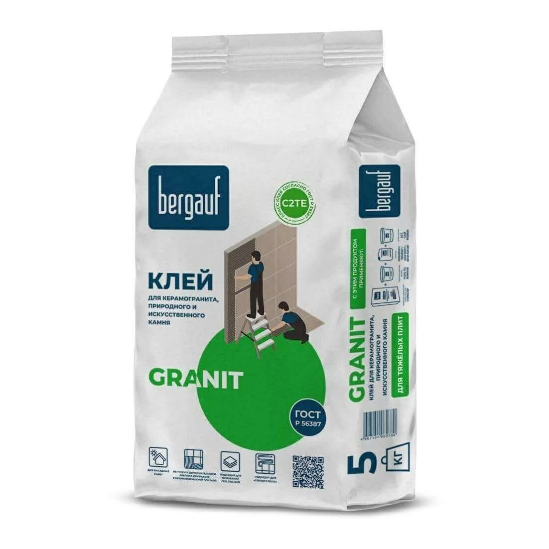 Клей плиточный для керамогранита и камня Бергауф Гранит 5 кг