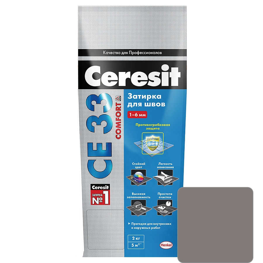 Церезит CE33 Затирка для швов 2кг Антрацит