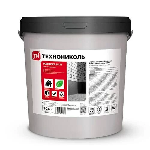 Мастика кровельная ТЕХНОНИКОЛЬ №31, морозостойкая, ведро 18 кг (20.6л)